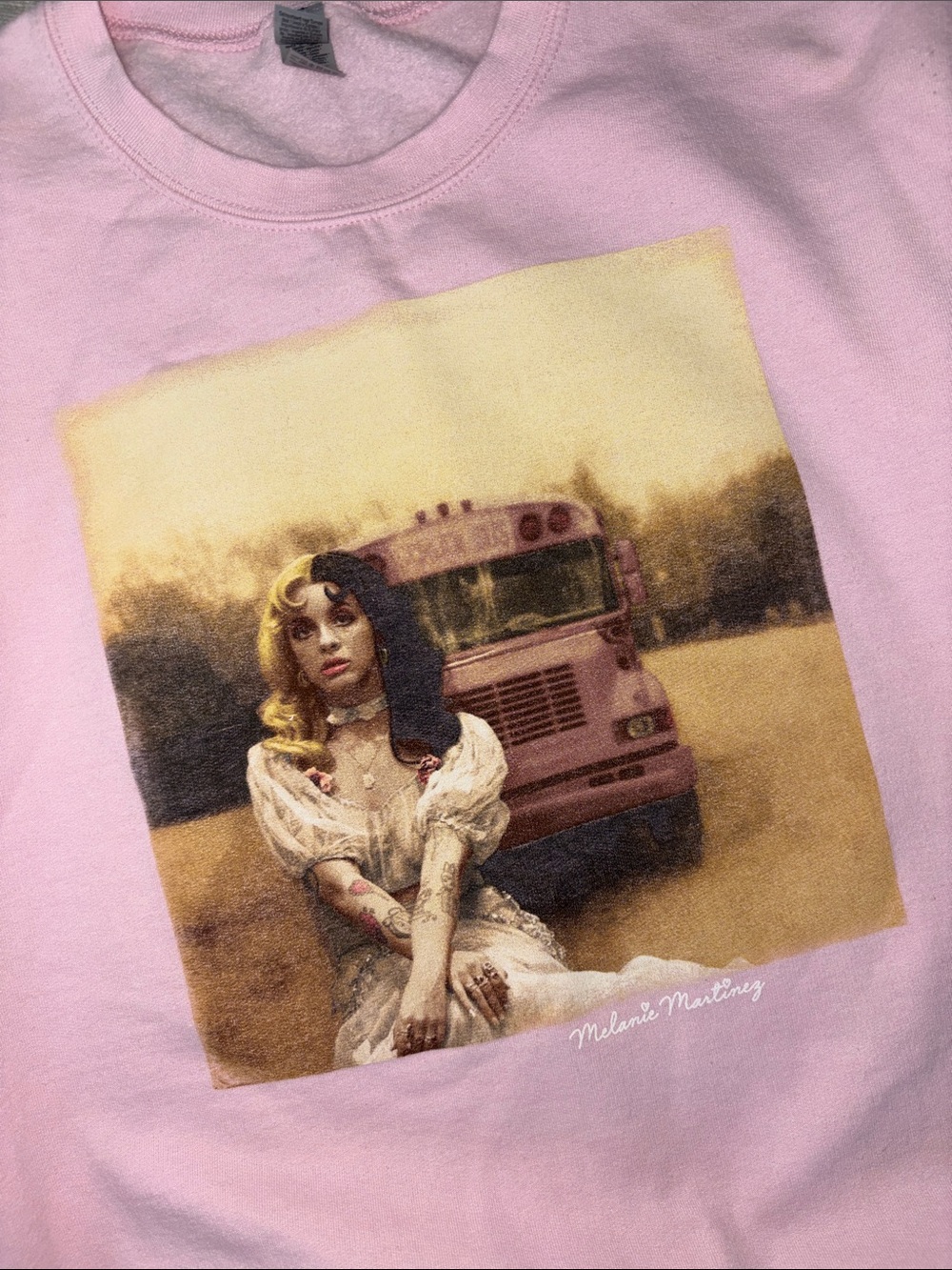 Pink Graphic Crewneck Sweatshirt - Women's Pullover - Picture 4 of 5